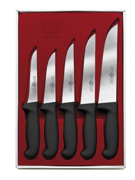 Messerset 5tlg. Küchenmesser Allzweck Fleischer Metzgerei Brotmesser schwarz