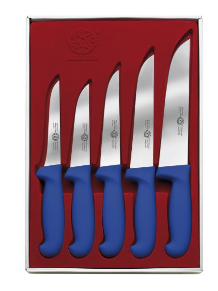 Messerset 5 tlg. Küchenmesser Allzweck Fleischer Metzgerei Brotmesser blau