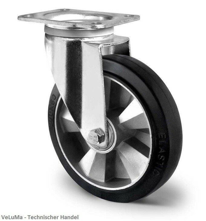 Satz Transportrollen 100 mm Platte Rad aus Kunststoff Bockrolle Lenkrolle Bremse 
