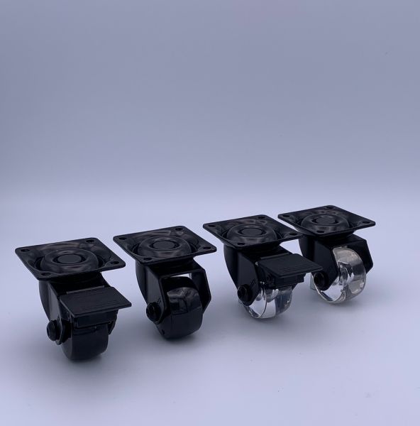 Design Möbelrollen schwarz transparent 35 50 mm Lenkrollen Bremsrollen Transportrollen ROBBY
